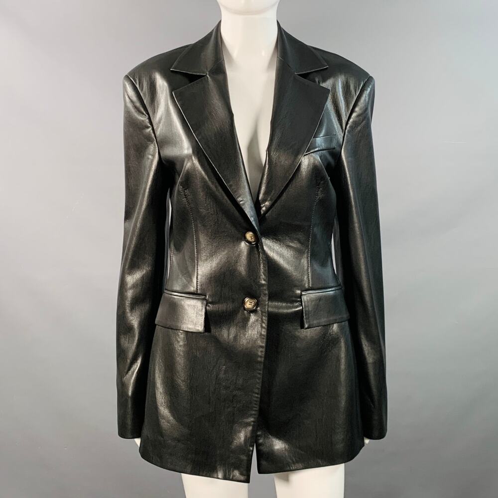 NANUSHKA Size S Black Faux Leather Single Breasted Blazer Coat